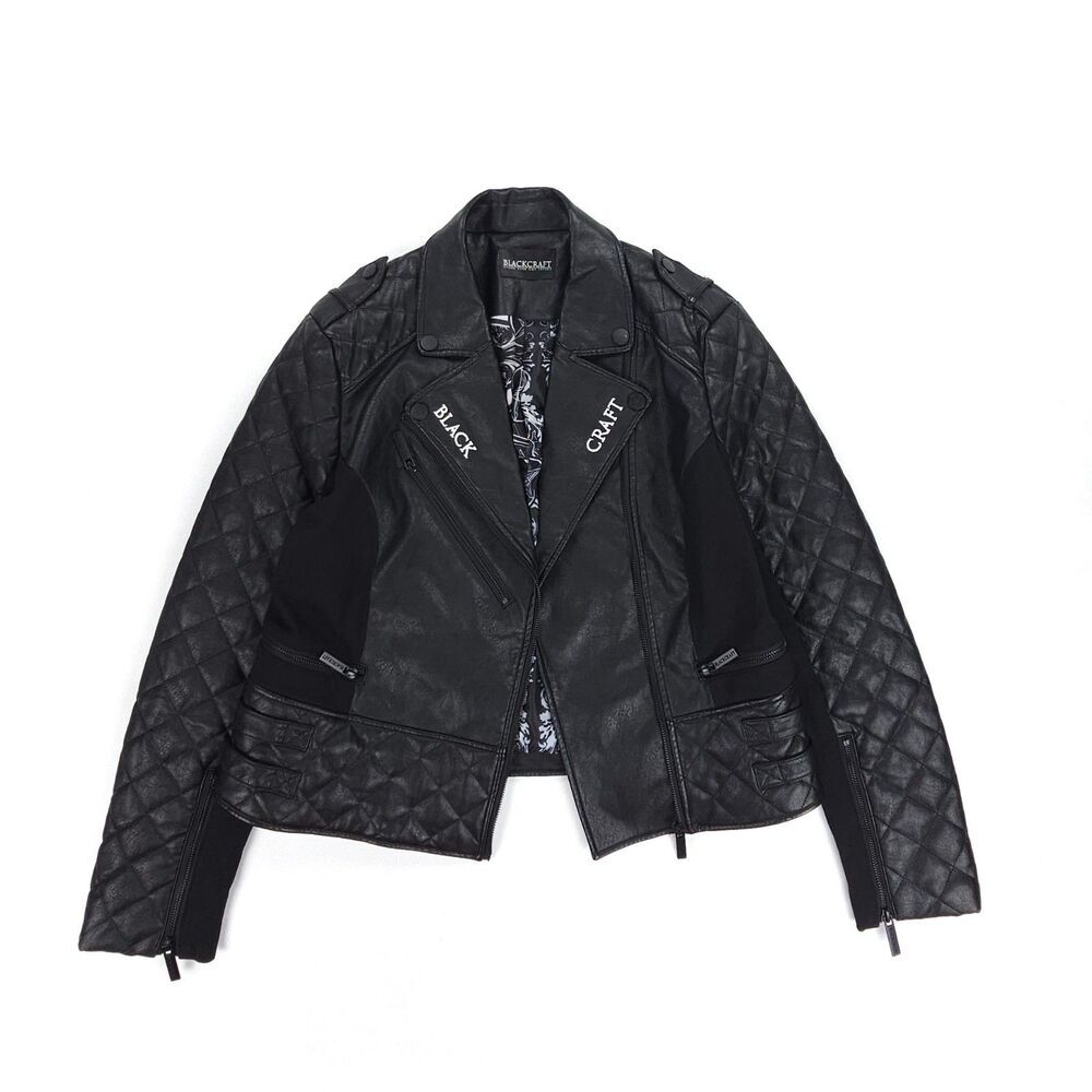 BLACKCRAFT Quilted Faux Leather Moto Jacket Goth Emo Grunge Vamp ALT Biker 3x